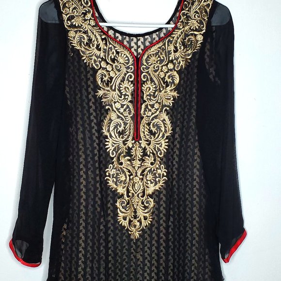 Indian Pakistani Heavy Embroidered Sheer Tunic - Picture 1 of 8